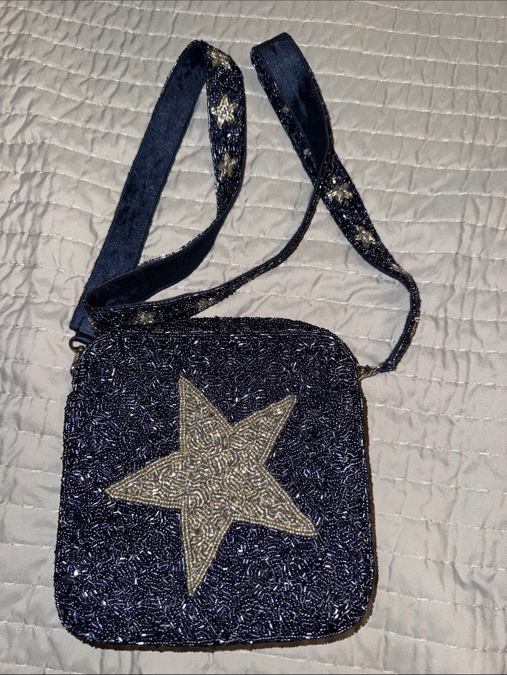 Moyna Navy Beaded Crossbody with Gold Star